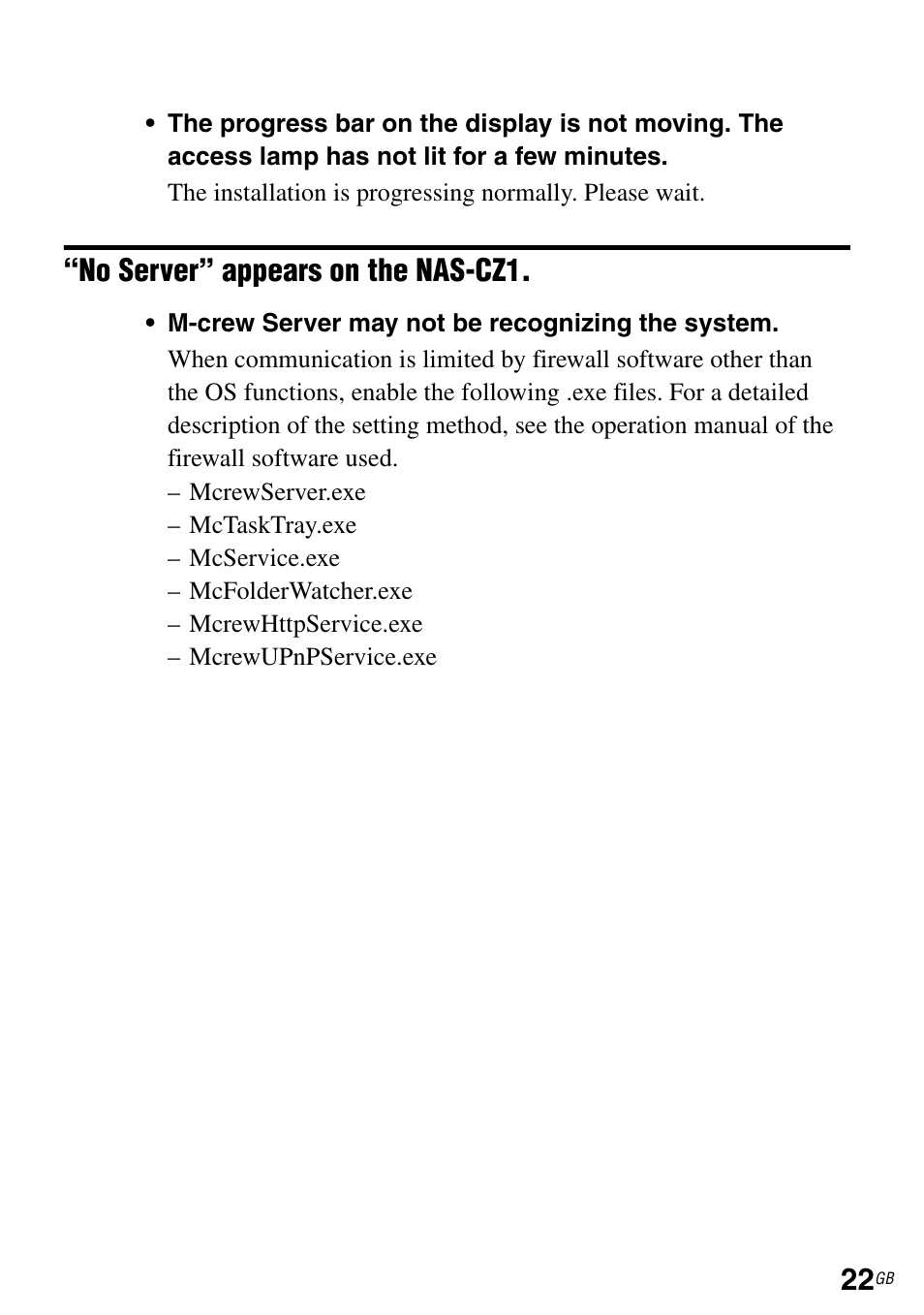 No server” appears on the nas-cz1 | Sony NAS-CZ1 User Manual | Page 22 / 264