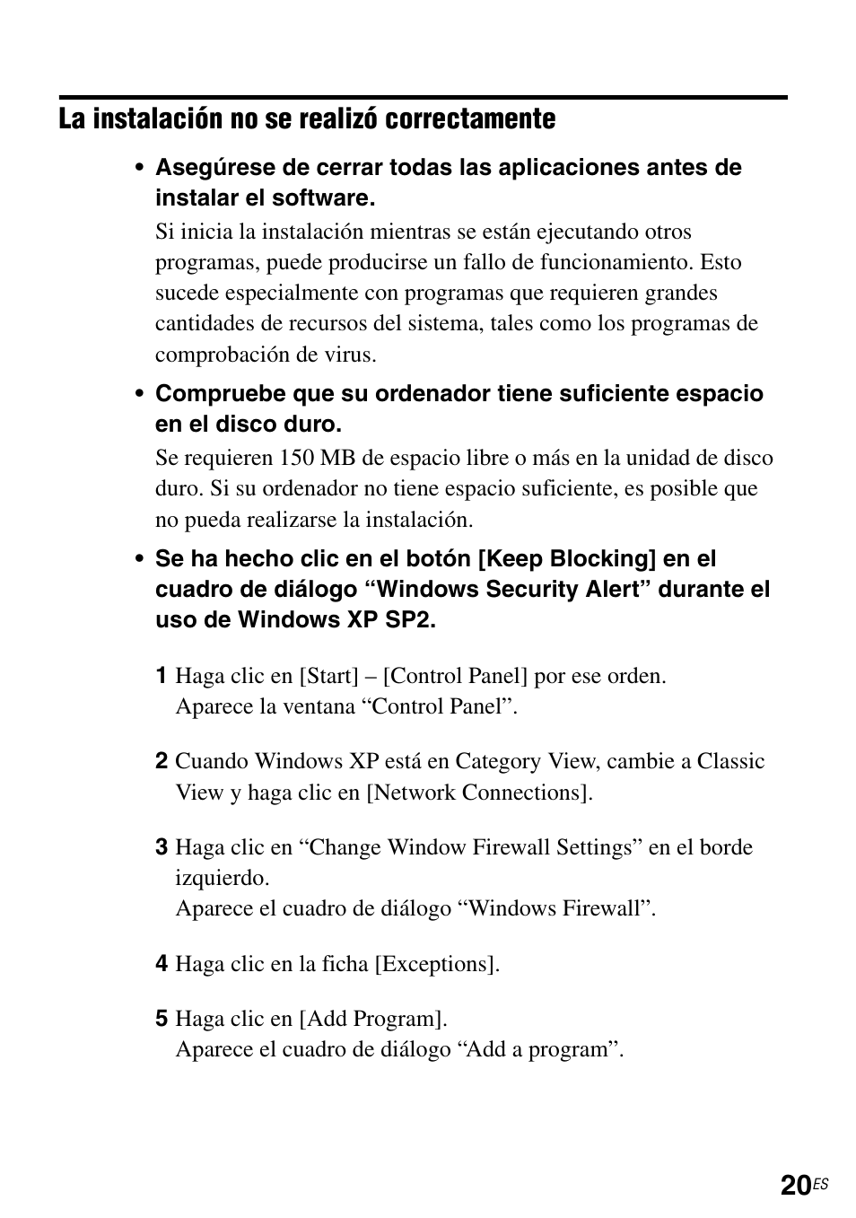 La instalación no se realizó correctamente | Sony NAS-CZ1 User Manual | Page 67 / 264