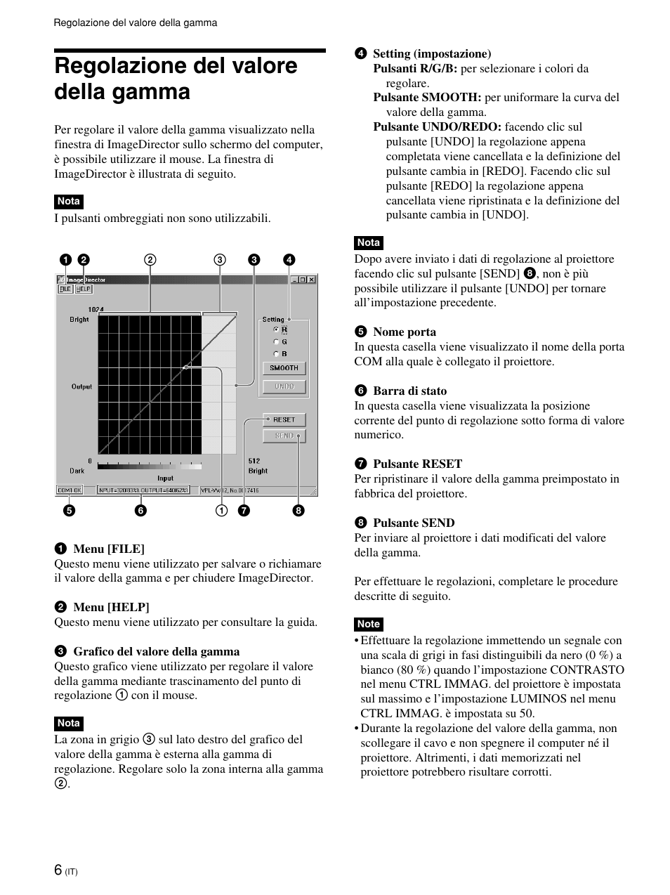 Regolazione del valore della gamma | Sony VPL-VW12HT User Manual | Page 45 / 58