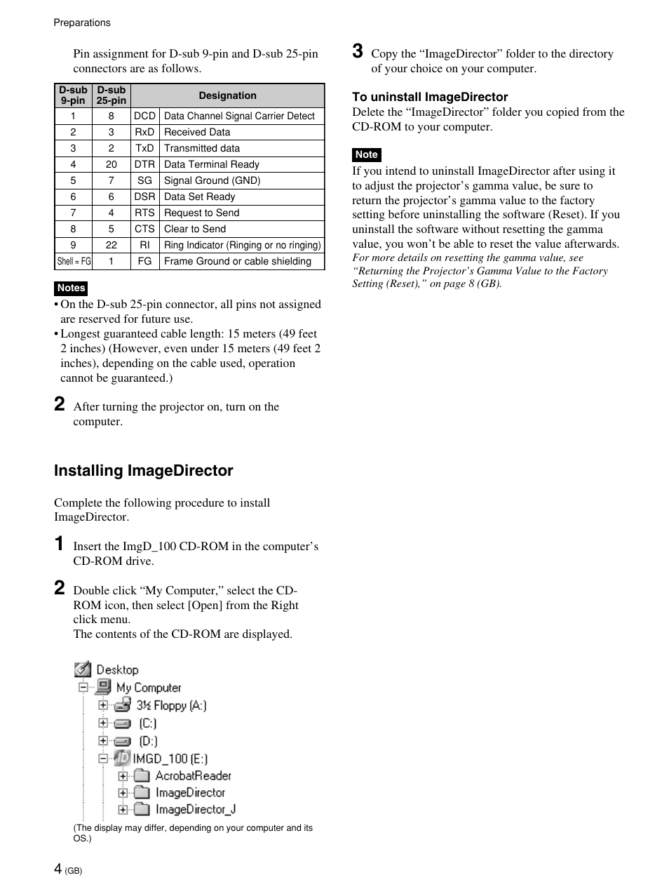 Installing imagedirector | Sony VPL-VW12HT User Manual | Page 5 / 58