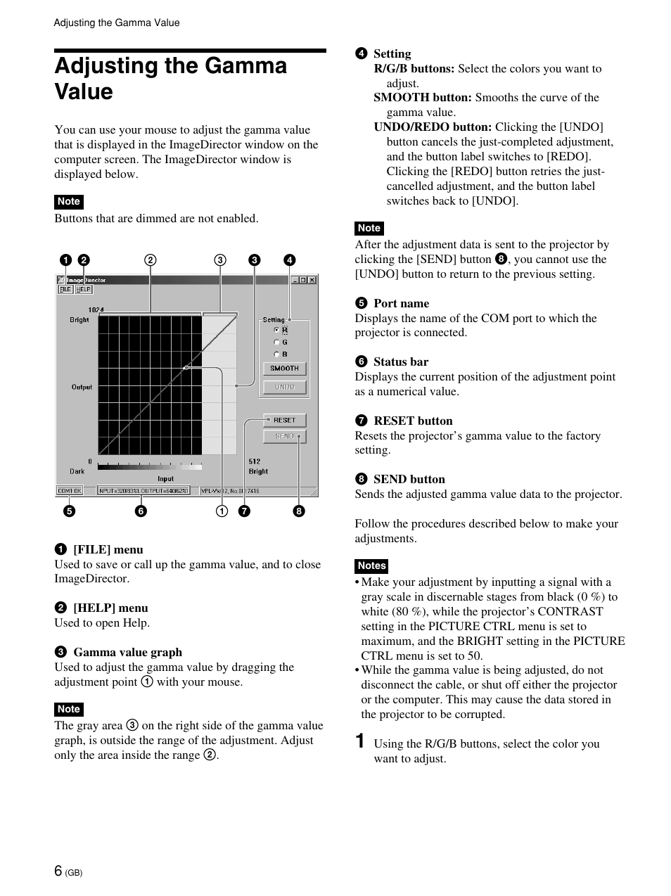 Adjusting the gamma value | Sony VPL-VW12HT User Manual | Page 7 / 58