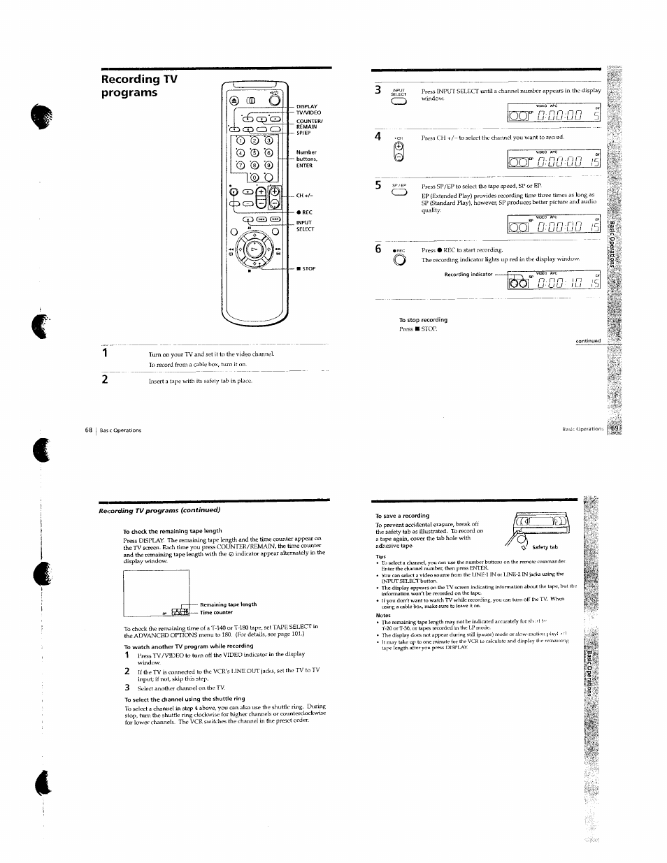 Recording tv programs, Recording tv programs -17 | Sony SLV-789HF User Manual | Page 21 / 31