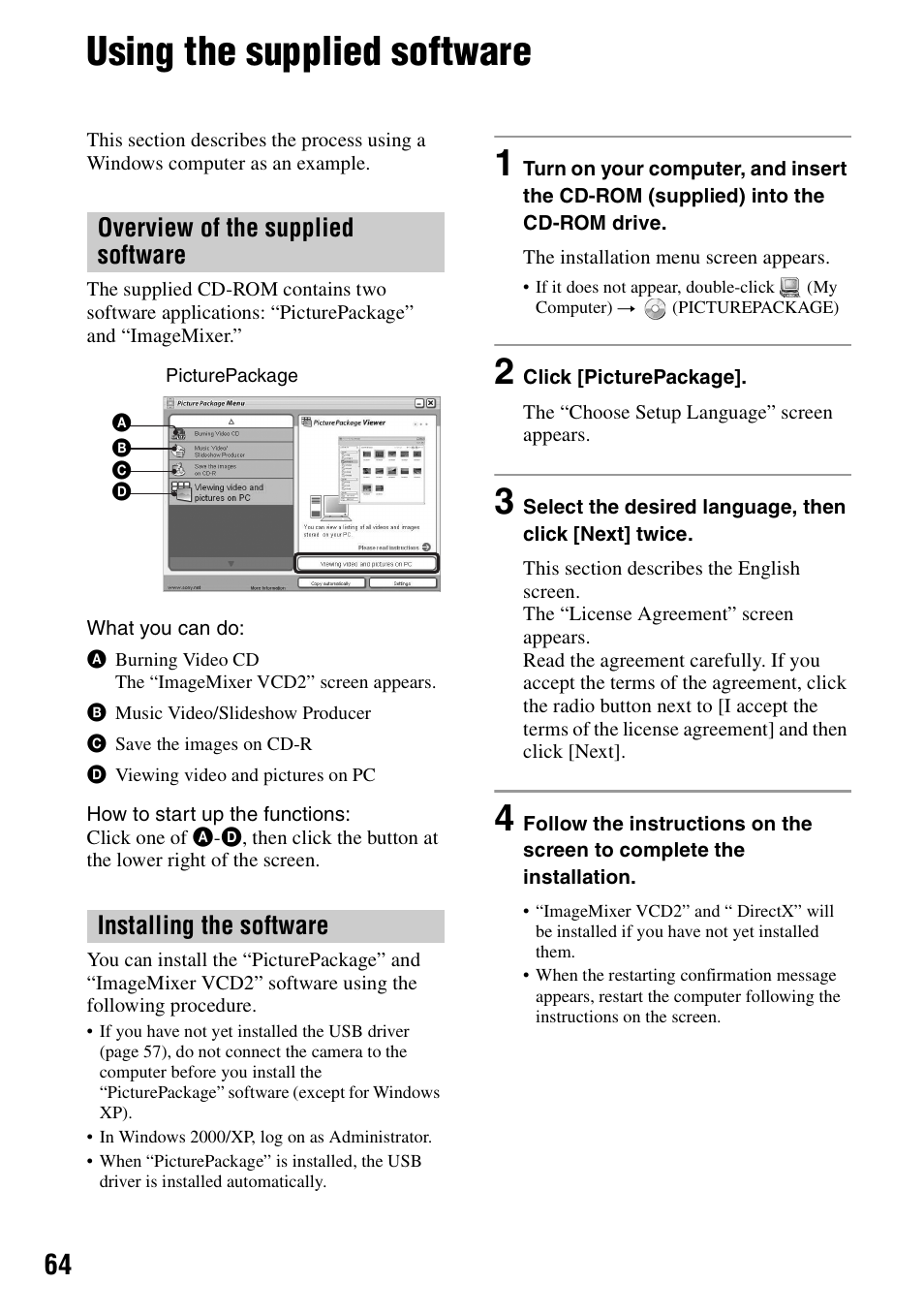 Using the supplied software | Sony DSC-W5 User Manual | Page 64 / 99