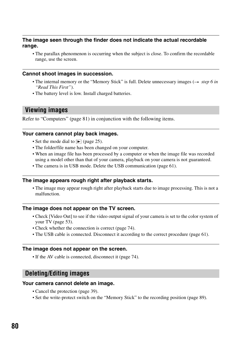 Viewing images deleting/editing images | Sony DSC-W5 User Manual | Page 80 / 99