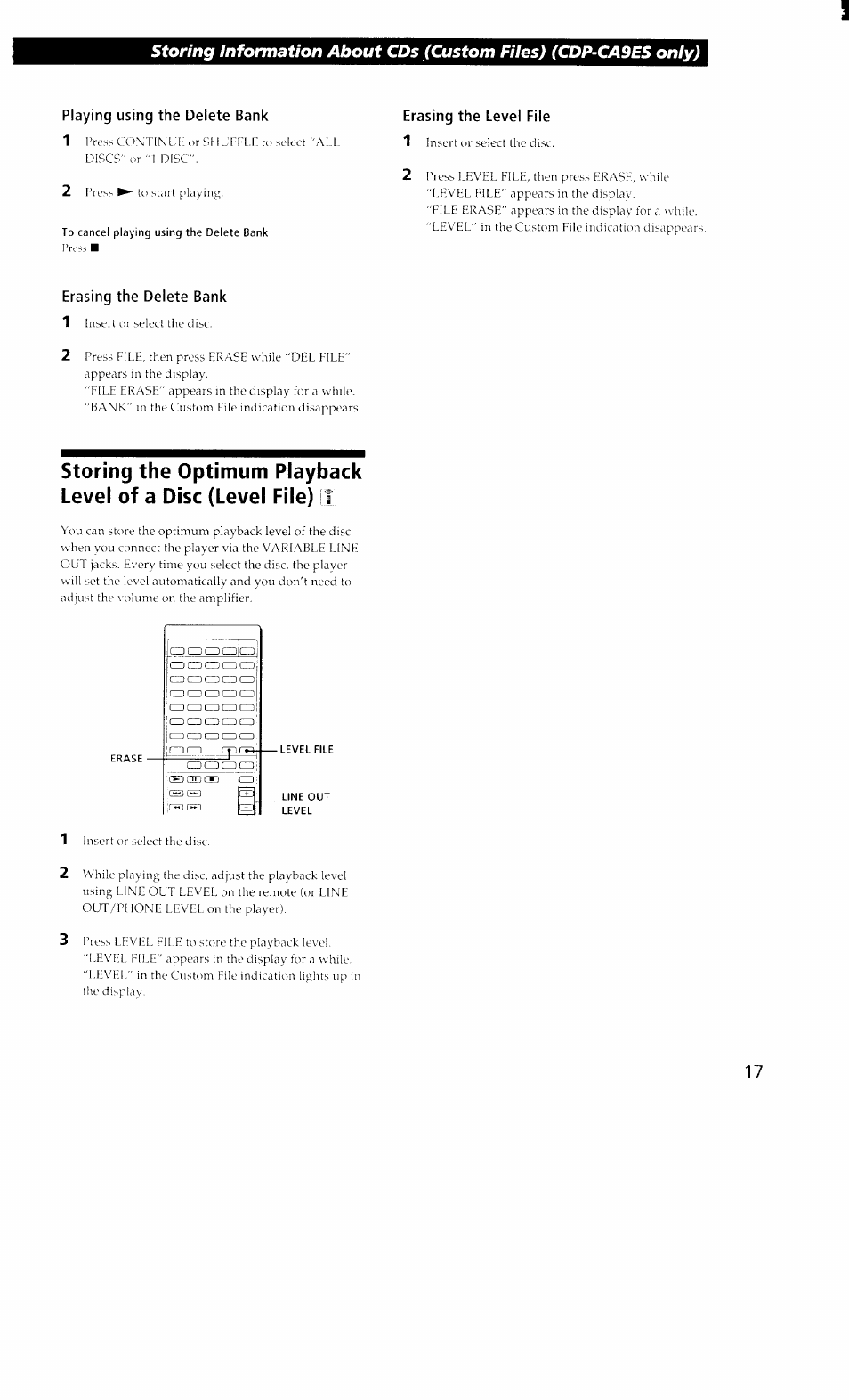 To cancel playing using the delete bank | Sony CDP-CA8ES User Manual | Page 17 / 20