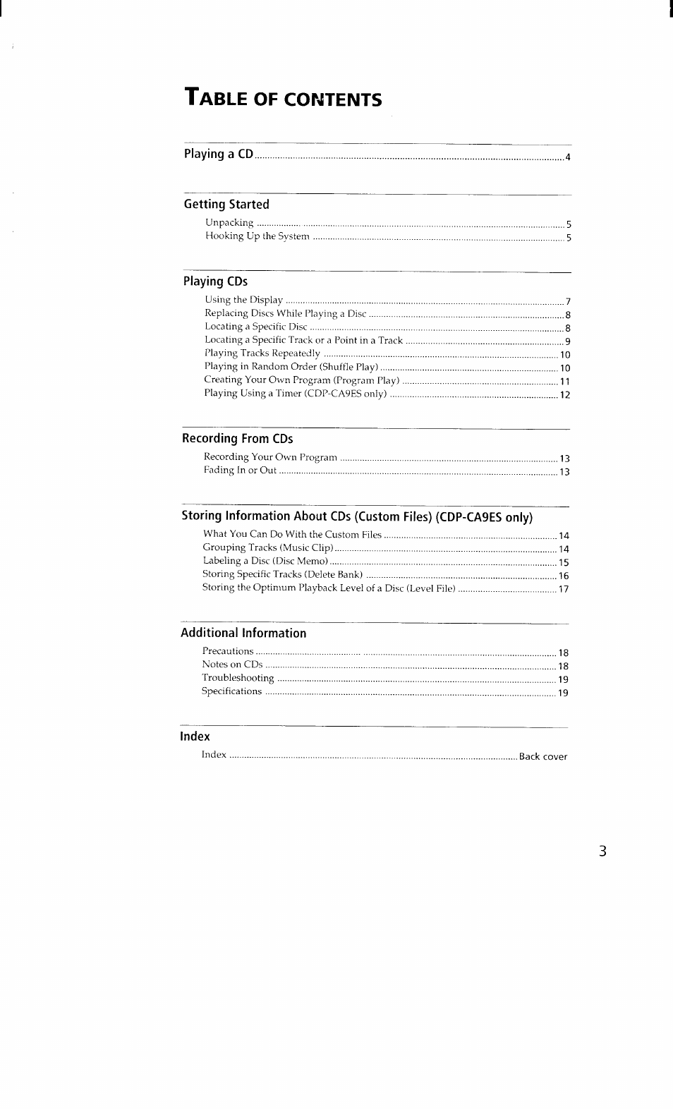 Sony CDP-CA8ES User Manual | Page 3 / 20