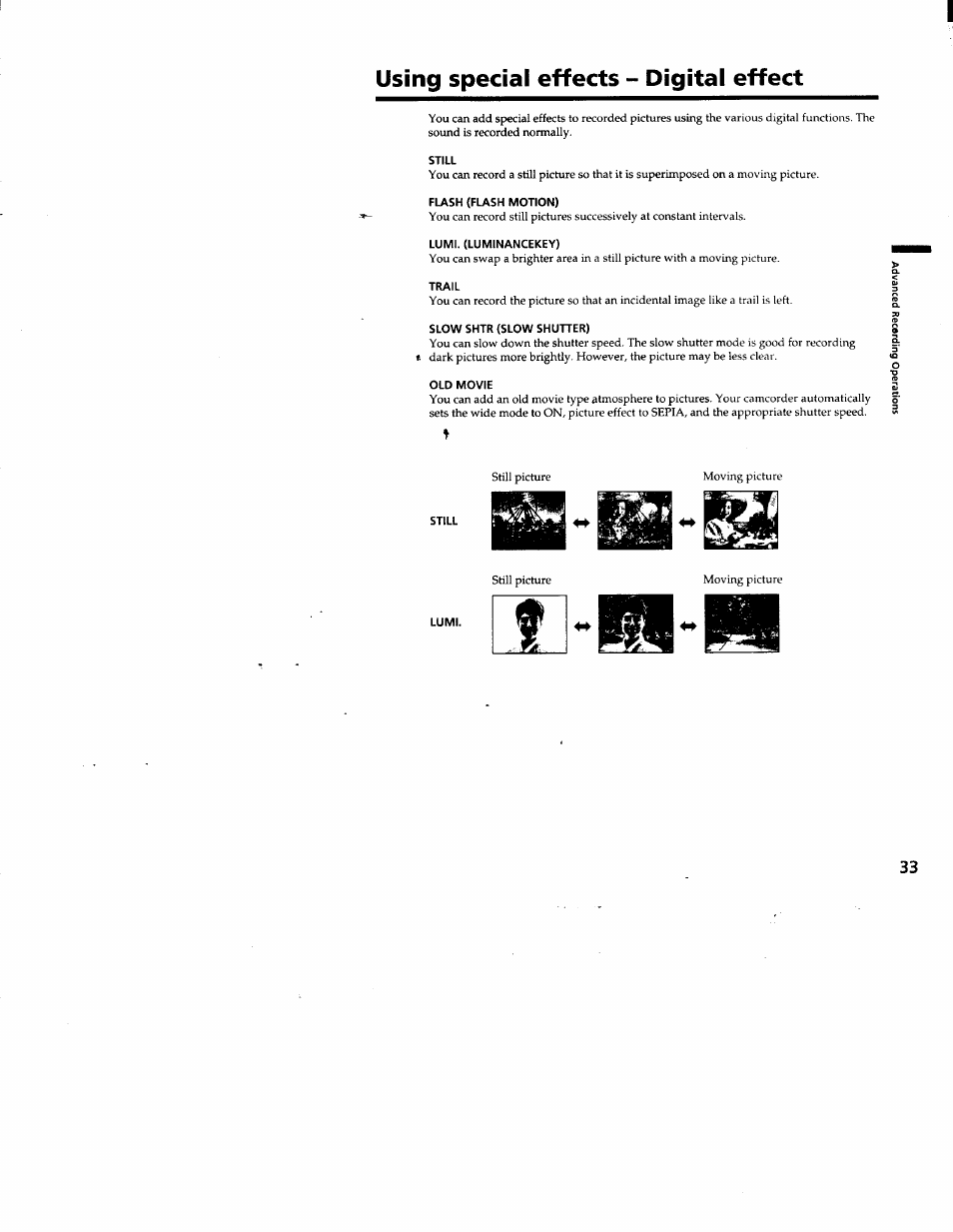 Using special effects - digital effect | Sony DCR-TRV103 User Manual | Page 33 / 84