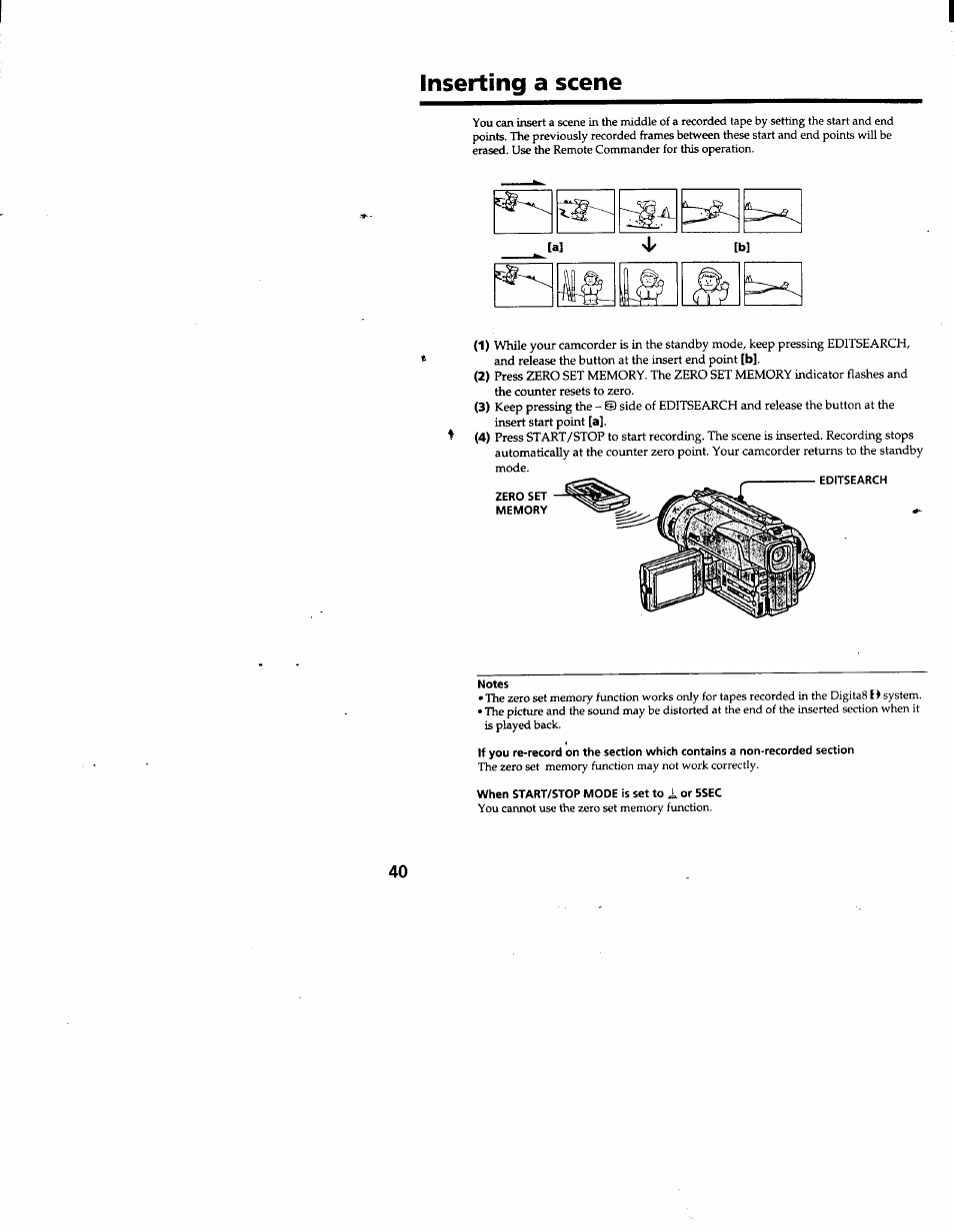 Inserting a scene | Sony DCR-TRV103 User Manual | Page 40 / 84