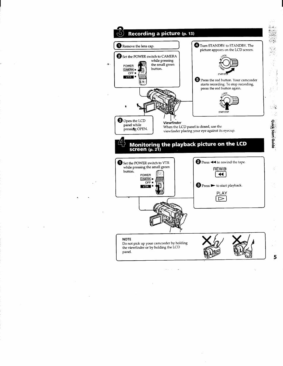 Recording a picture (p | Sony DCR-TRV103 User Manual | Page 5 / 84