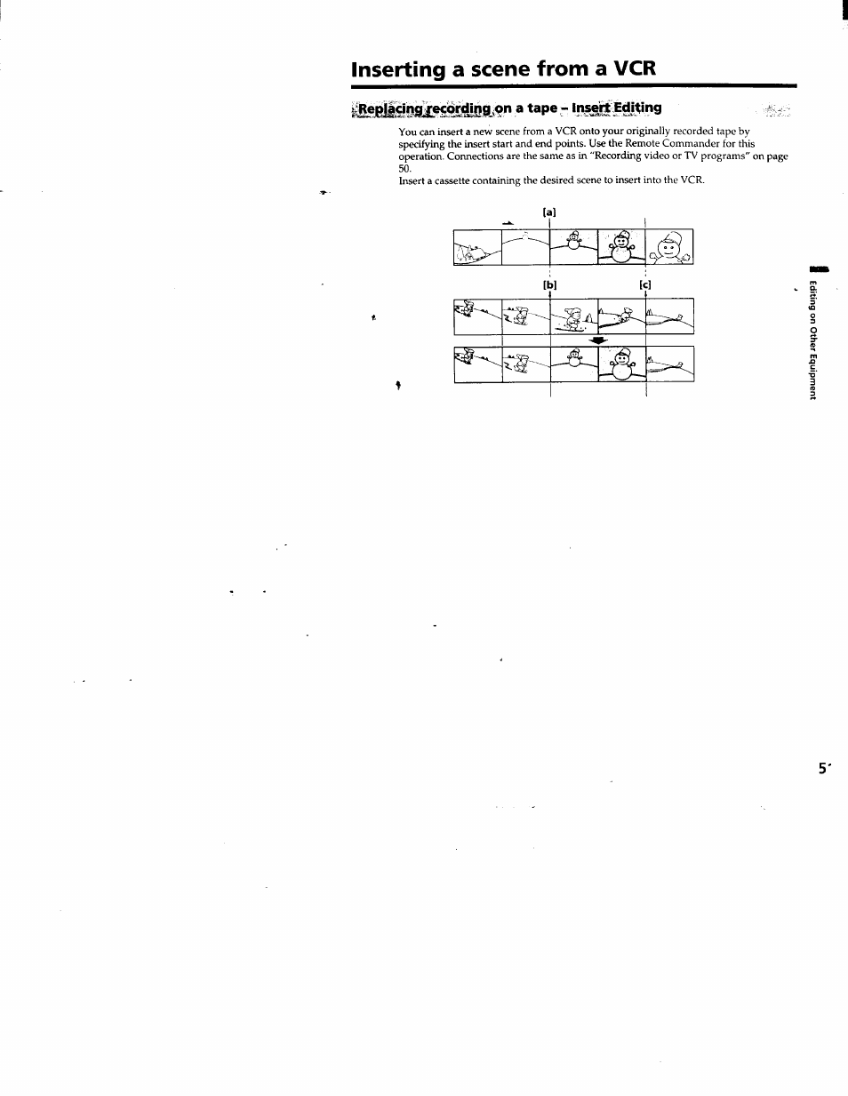 Inserting a scene from a vcr, A tape - ins^ eating | Sony DCR-TRV103 User Manual | Page 51 / 84