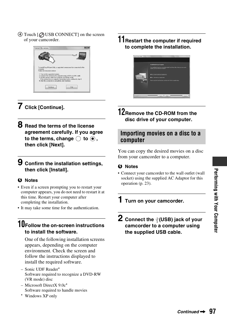 Importing movies on a disc to a computer | Sony DCR-DVD850 User Manual | Page 97 / 159