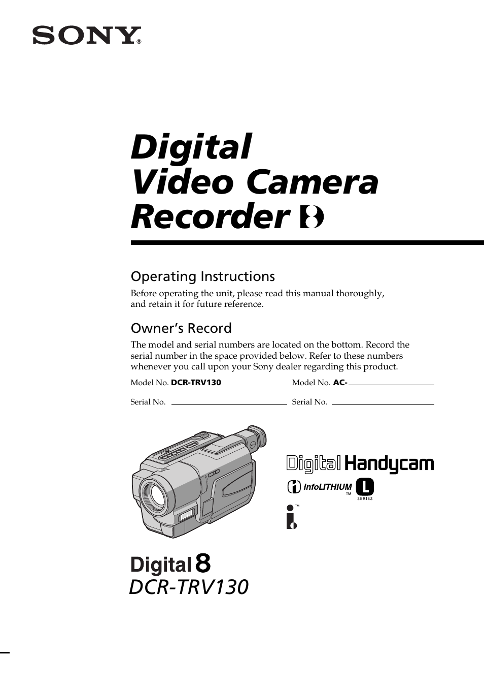 Sony DCR-TRV130 User Manual | 112 pages