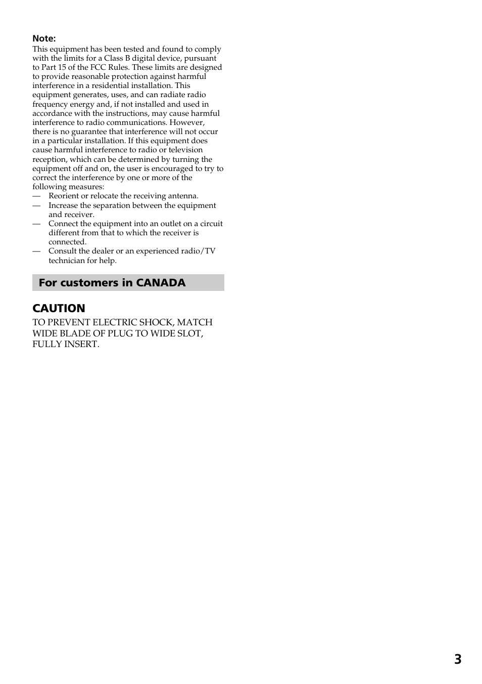 Caution, For customers in canada | Sony DCR-TRV130 User Manual | Page 3 / 112