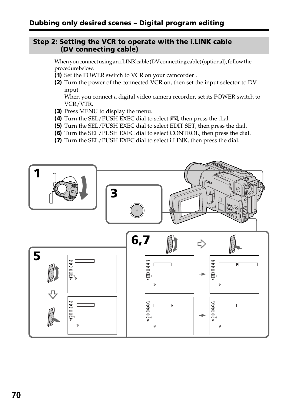 Menu | Sony DCR-TRV130 User Manual | Page 70 / 112