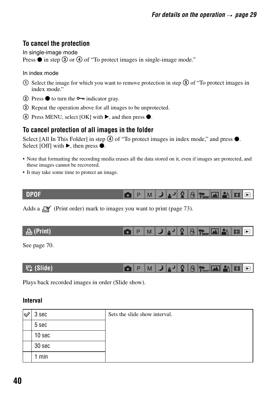 Dpof, Print), Slide) | Sony DSC-S90 User Manual | Page 40 / 103