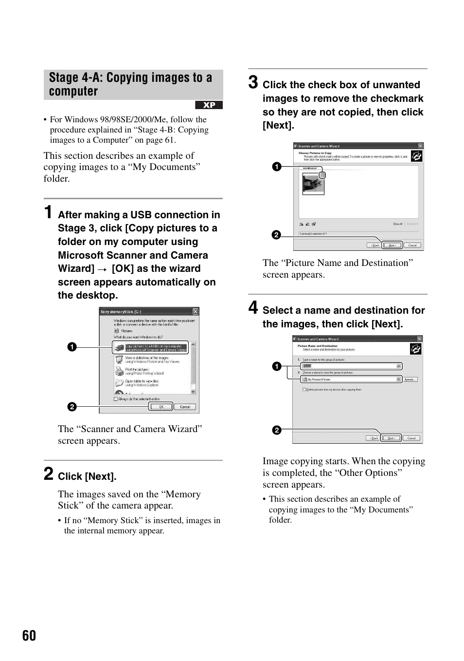 Stage 4-a: copying images to a computer | Sony DSC-S90 User Manual | Page 60 / 103