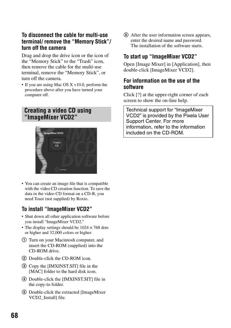 Creating a video cd using “imagemixer vcd2 | Sony DSC-S90 User Manual | Page 68 / 103