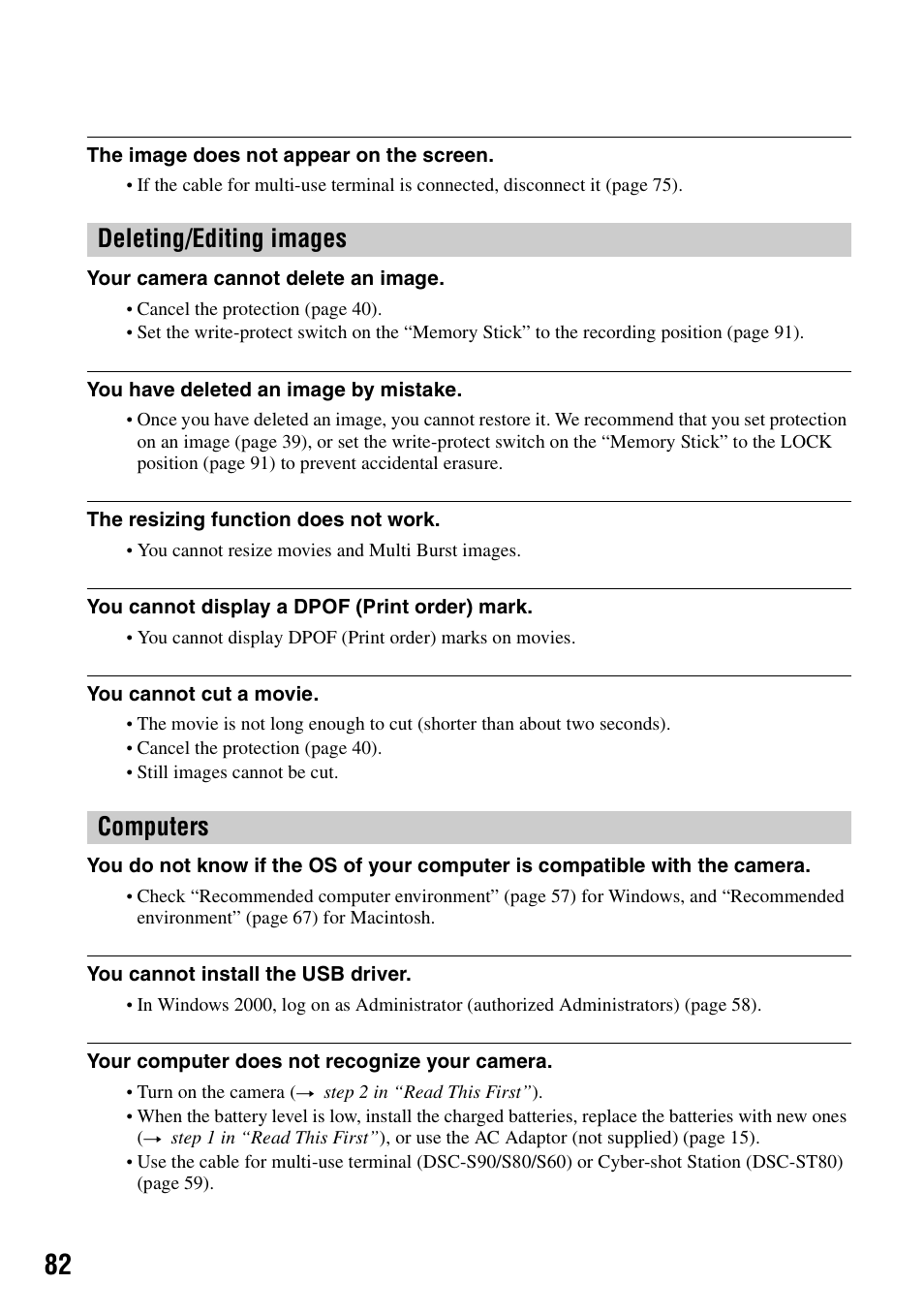 Deleting/editing images computers | Sony DSC-S90 User Manual | Page 82 / 103