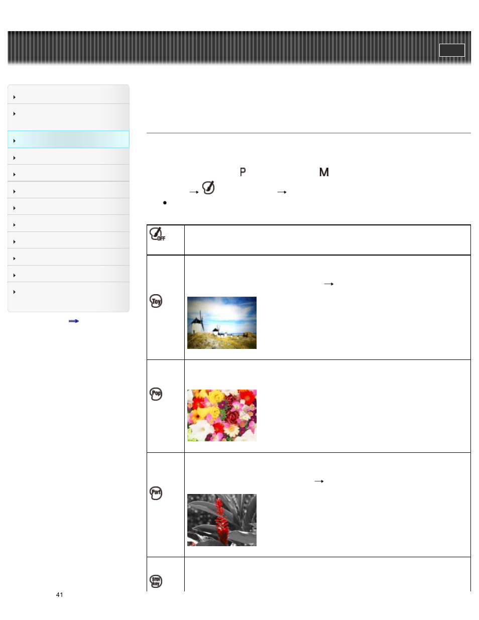 Picture effect, Cyber-shot user guide | Sony DSC-H300 User Manual | Page 46 / 180