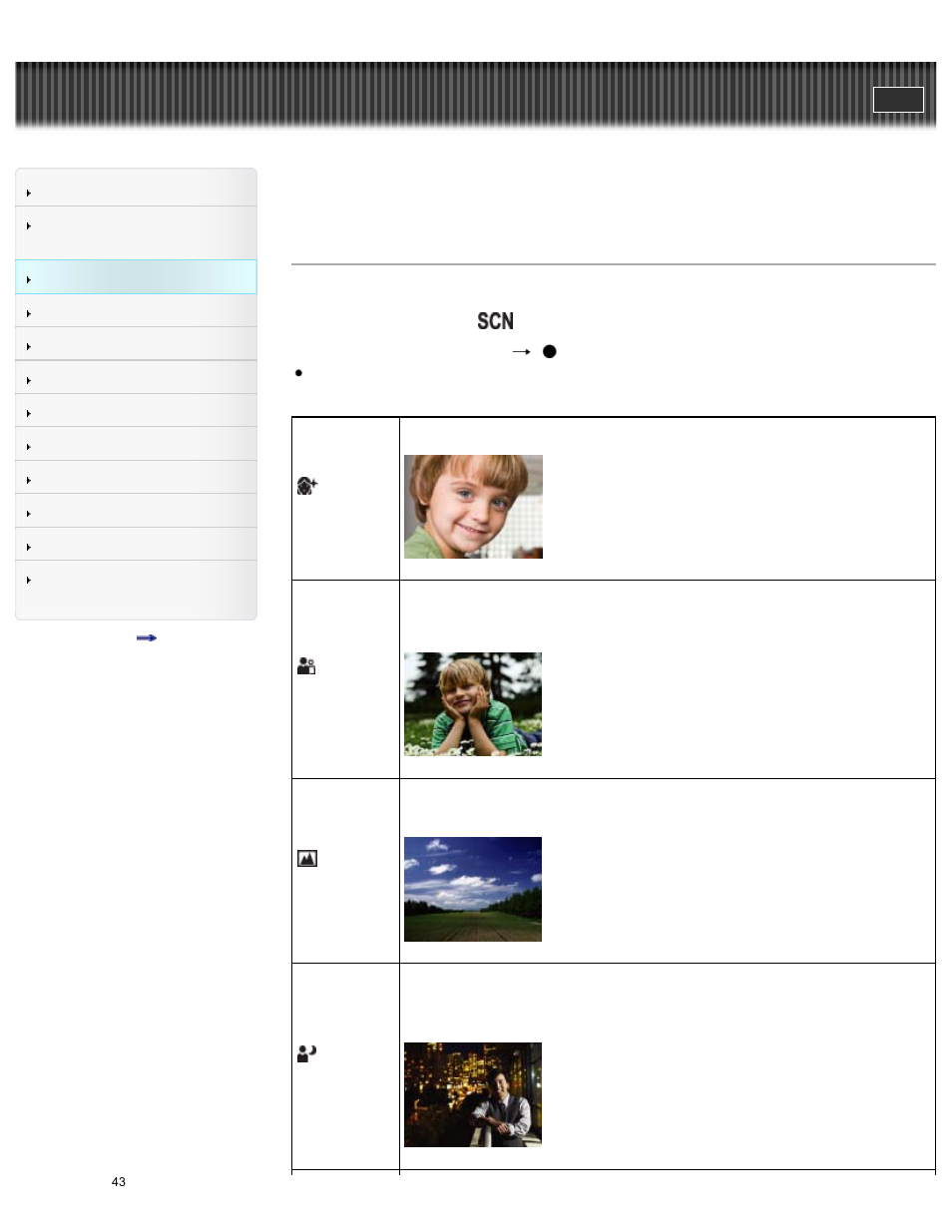Scene selection, Cyber-shot user guide | Sony DSC-H300 User Manual | Page 48 / 180