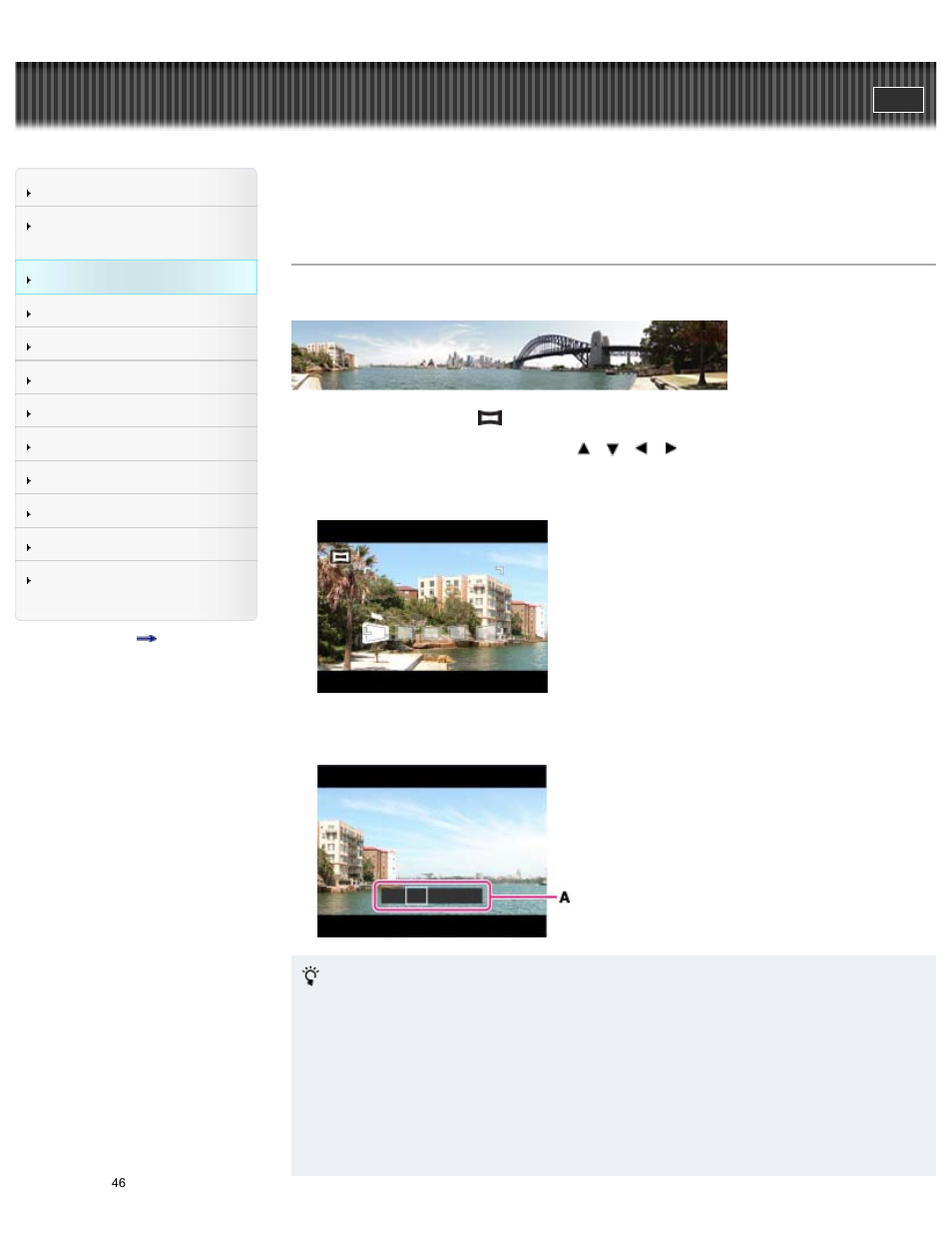 Shooting panoramic images, Cyber-shot user guide | Sony DSC-H300 User Manual | Page 51 / 180