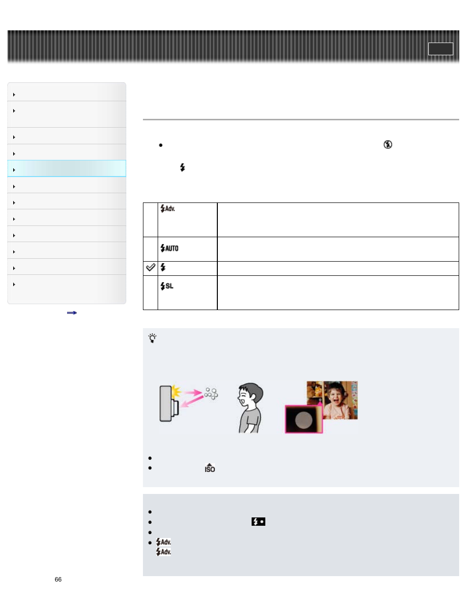 Flash, Cyber-shot user guide | Sony DSC-H300 User Manual | Page 71 / 180