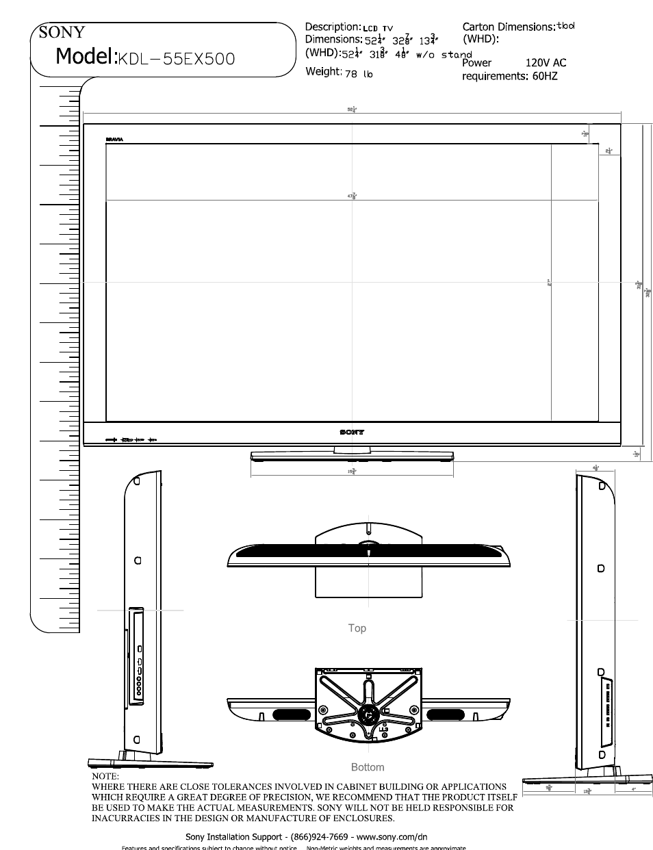 Sony KDL-55EX500 User Manual | 3 pages