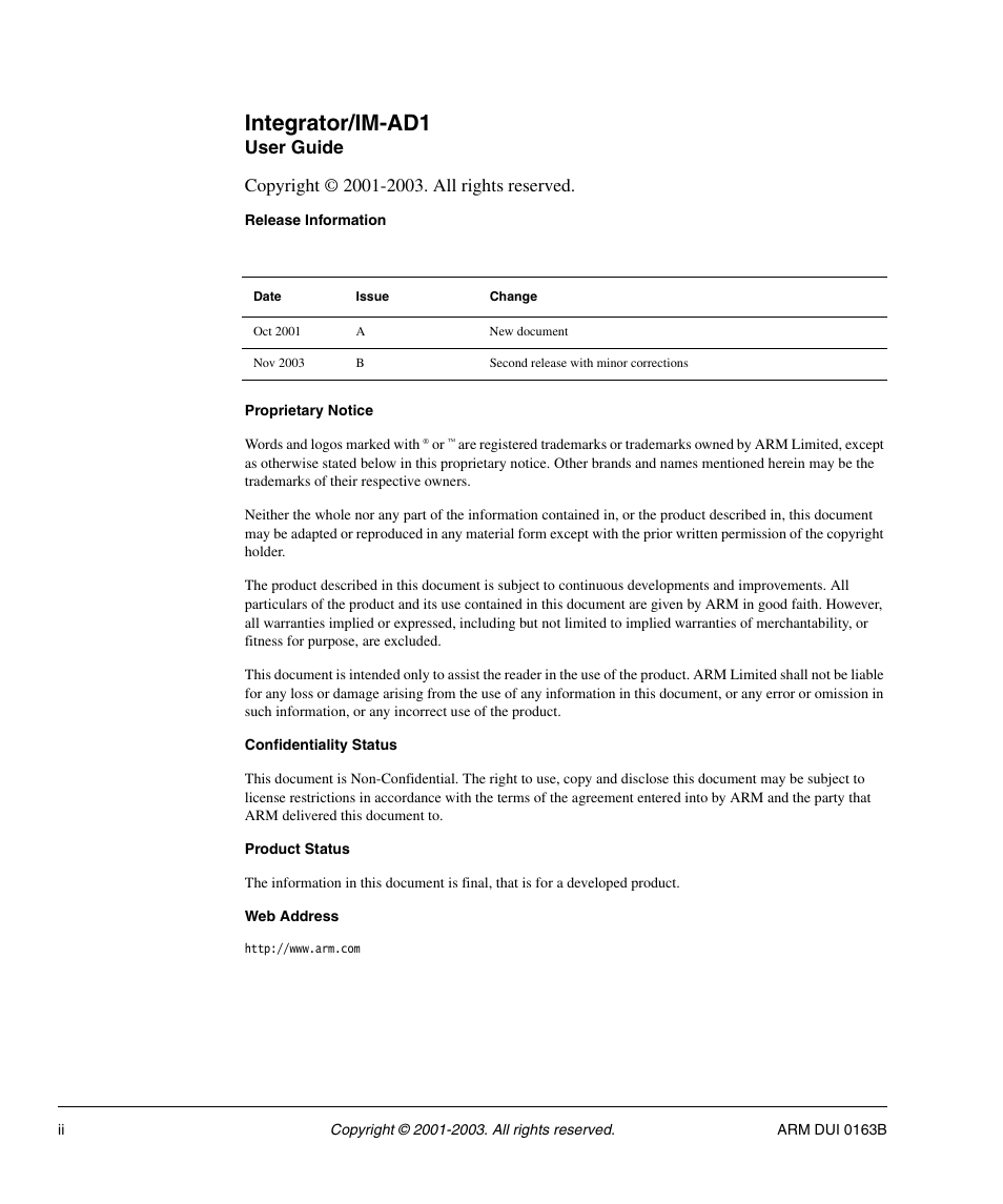 Integrator/im-ad1 | ARM IM-AD1 User Manual | Page 2 / 92