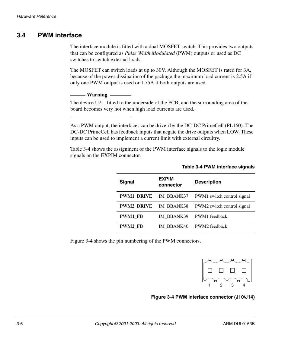 4 pwm interface, Pwm interface -6 | ARM IM-AD1 User Manual | Page 30 / 92