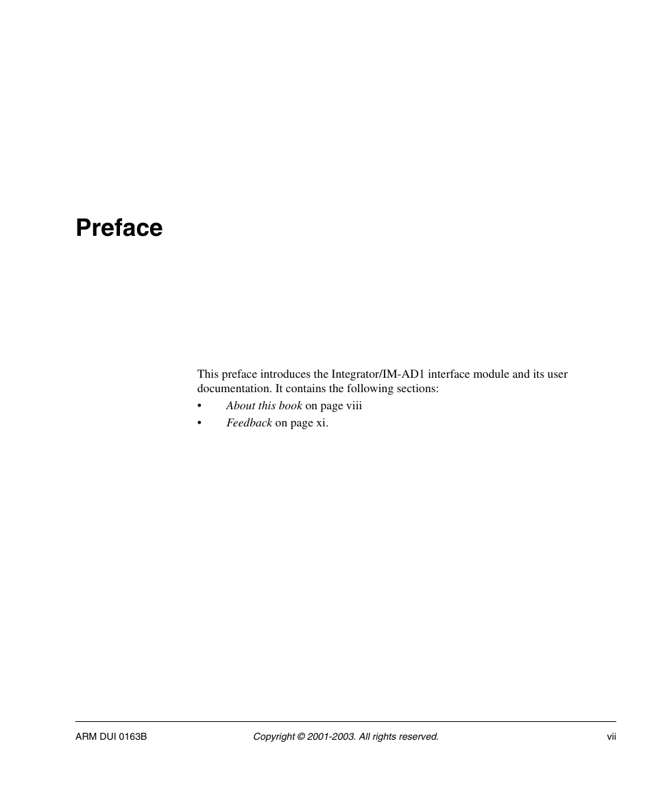 Preface | ARM IM-AD1 User Manual | Page 7 / 92