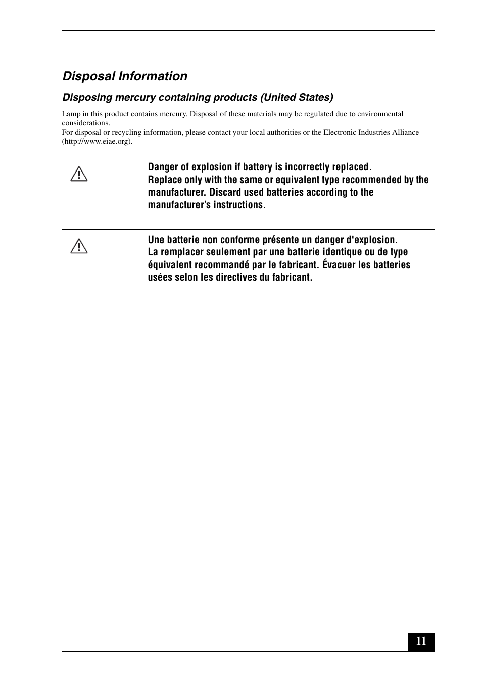 Disposal information | Sony VGC-LV250J User Manual | Page 11 / 16