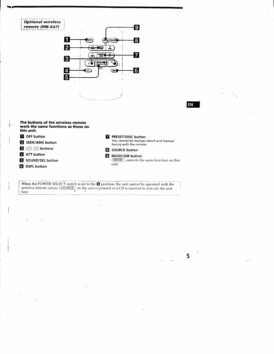 H pres et/disc button, Er ef d | Sony CDX-C880 User Manual | Page 5 / 38