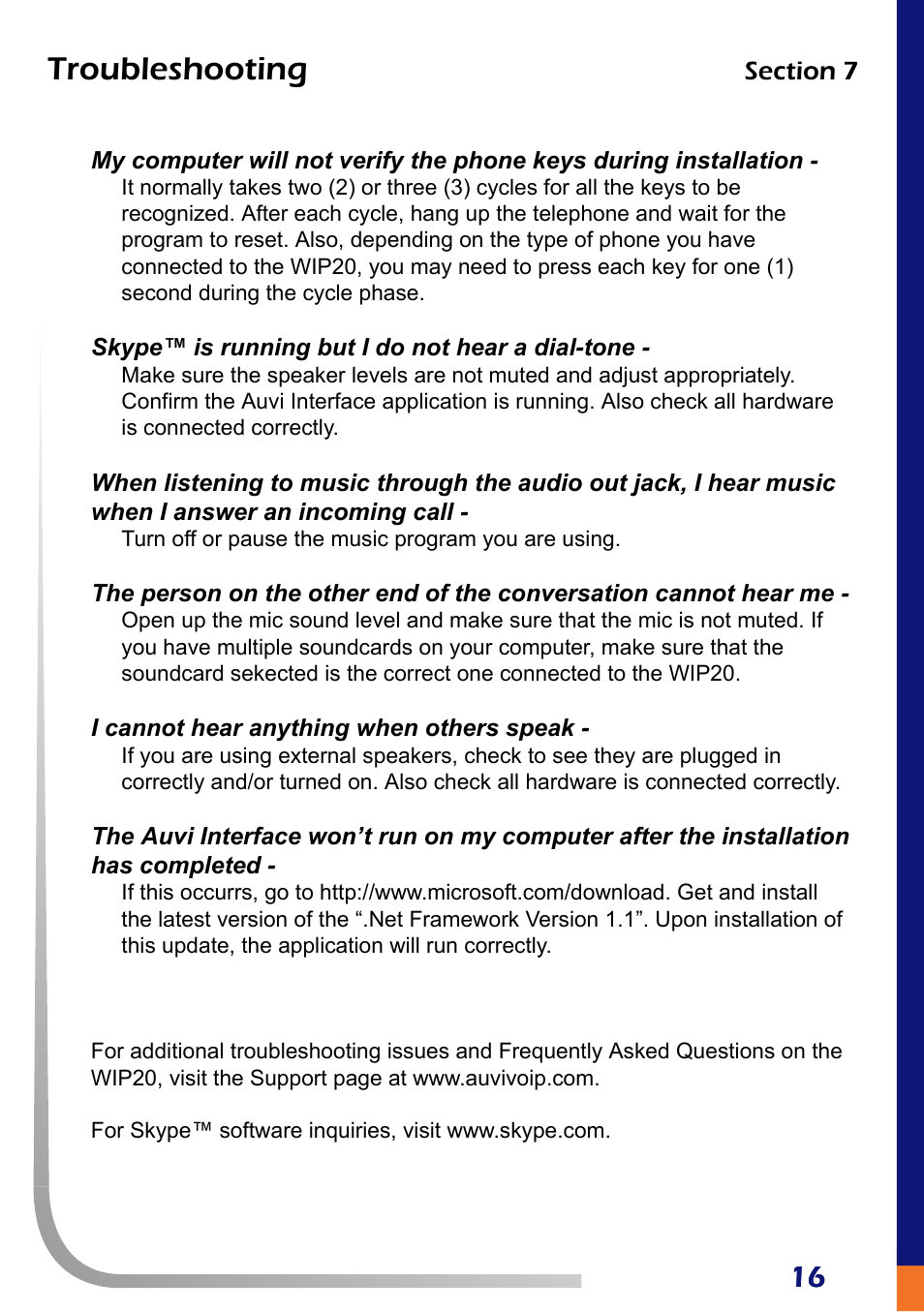 Troubleshooting | AUVI Technologies WIP20S User Manual | Page 18 / 19