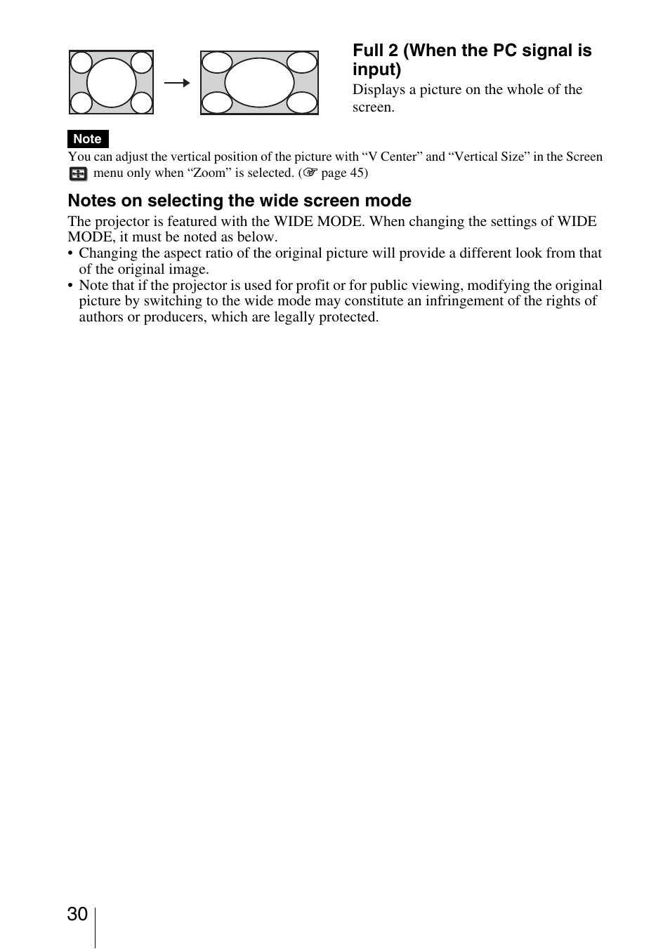 Full 2 (when the pc signal is input) | Sony VPL-AW15 User Manual | Page 30 / 76