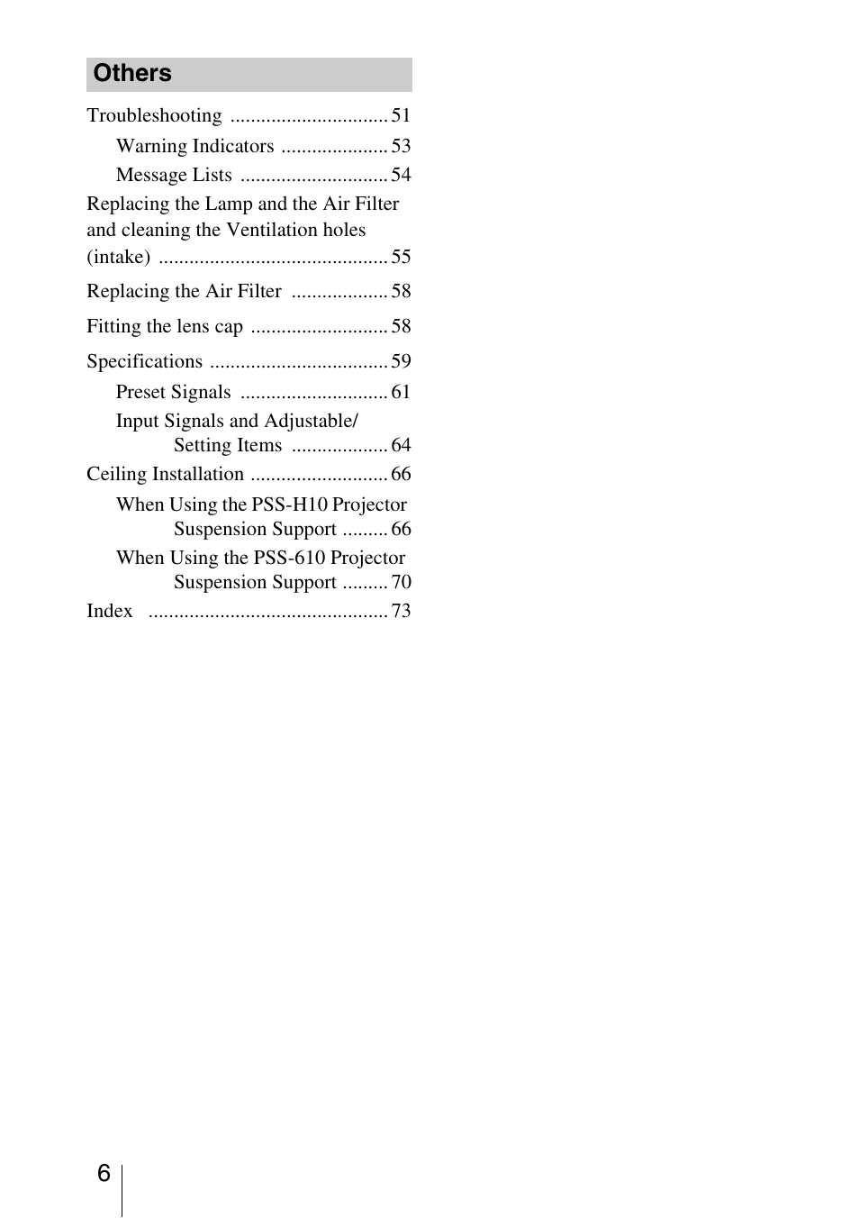 Others | Sony VPL-AW15 User Manual | Page 6 / 76