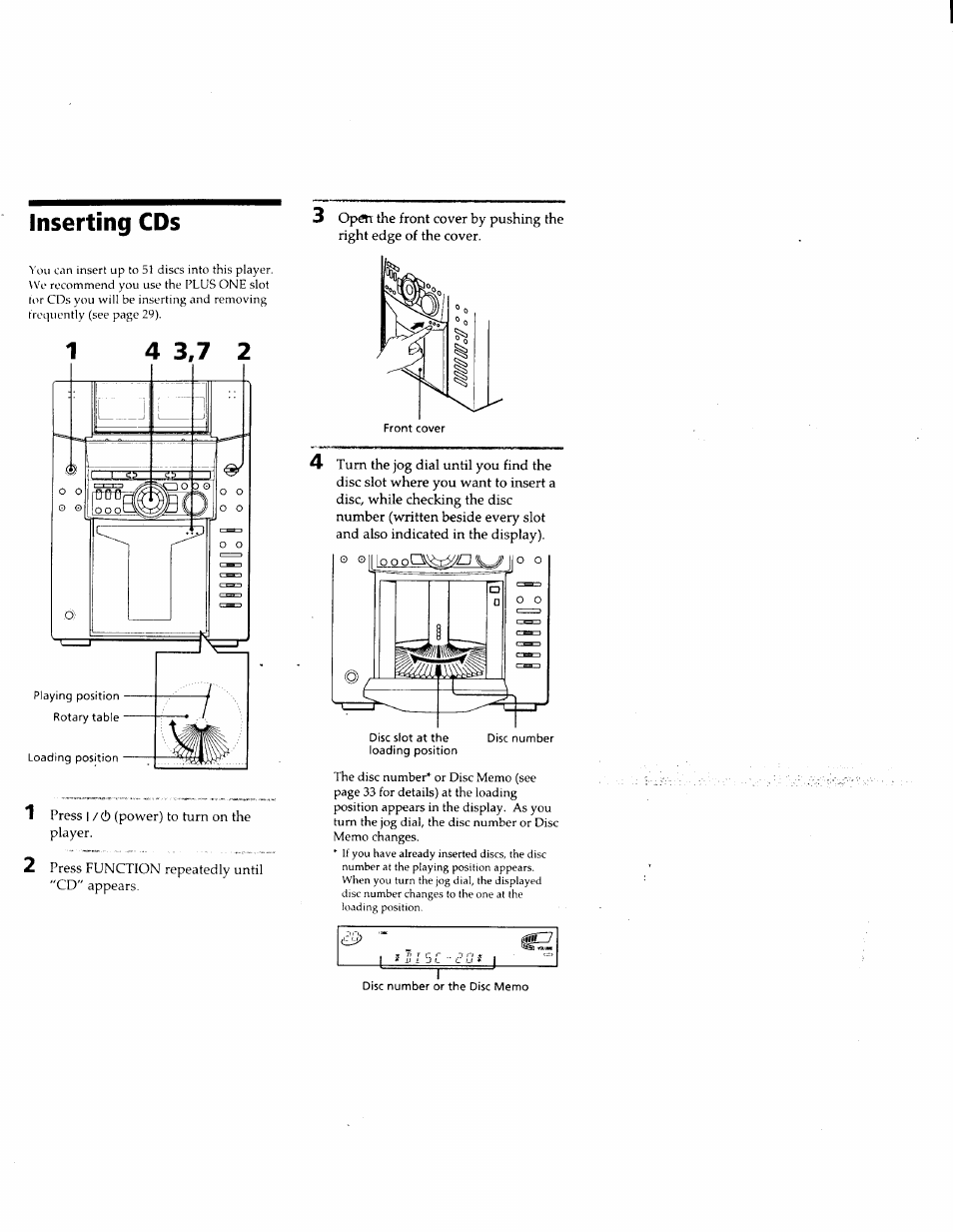 Inserting cds | Sony MHC-F150 User Manual | Page 12 / 60