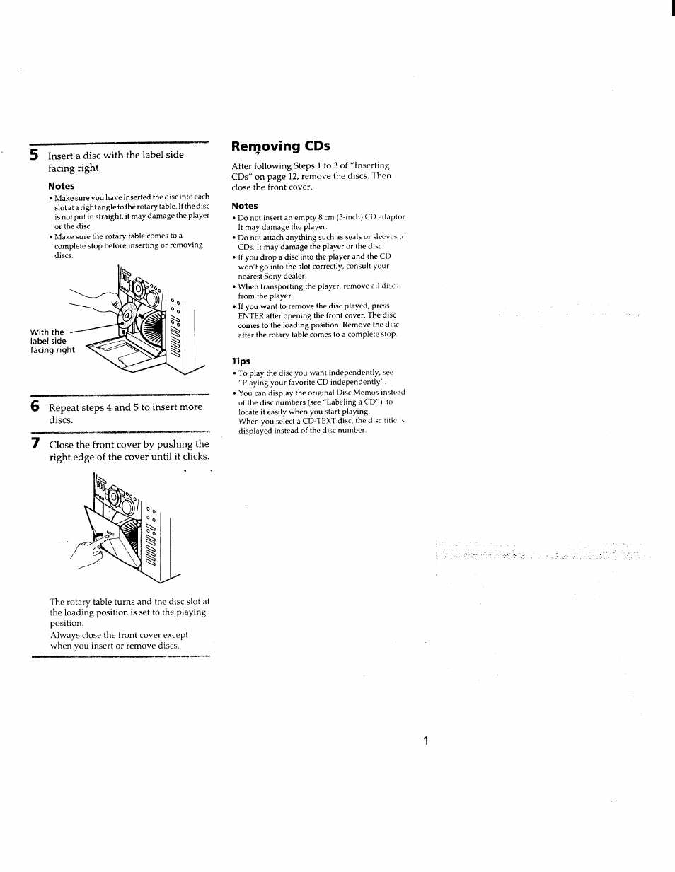 Removing cds | Sony MHC-F150 User Manual | Page 13 / 60