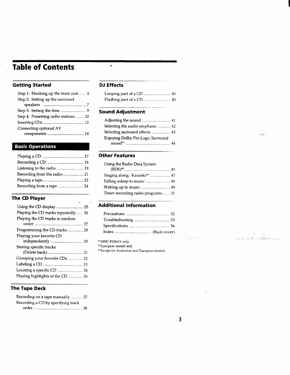 Sony MHC-F150 User Manual | Page 3 / 60