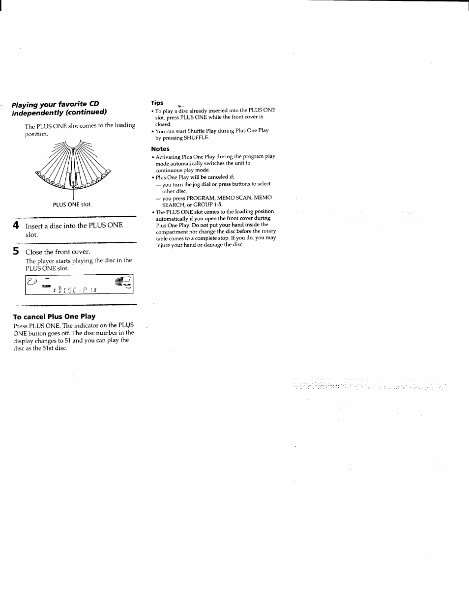 Tips, Notes, To cancel pius one play | Sony MHC-F150 User Manual | Page 30 / 60