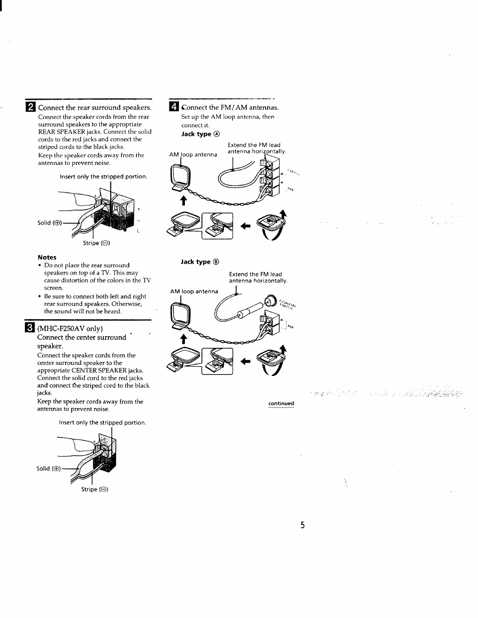Notes, Jack type, Jack type (d | Sony MHC-F150 User Manual | Page 5 / 60