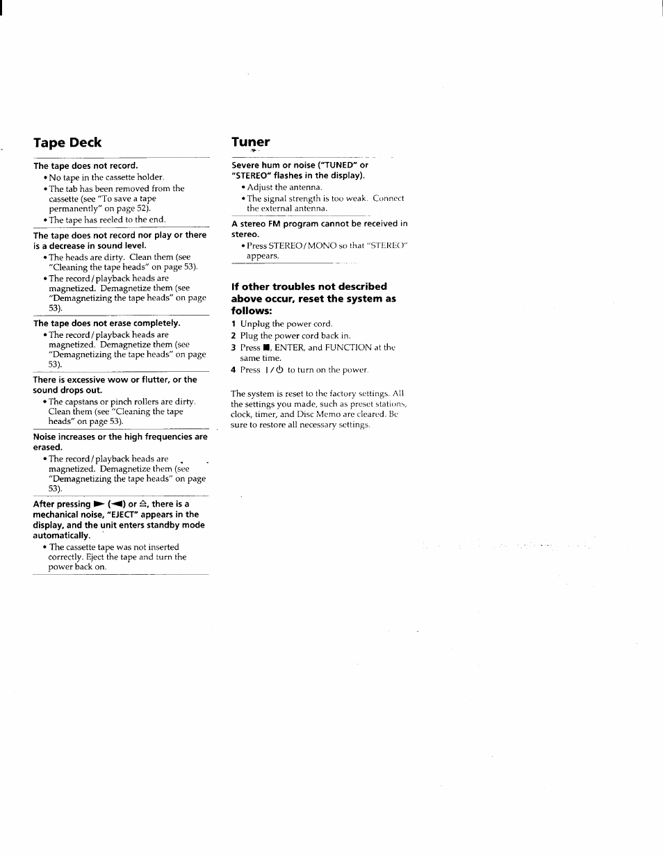 Tape deck tuner | Sony MHC-F150 User Manual | Page 55 / 60