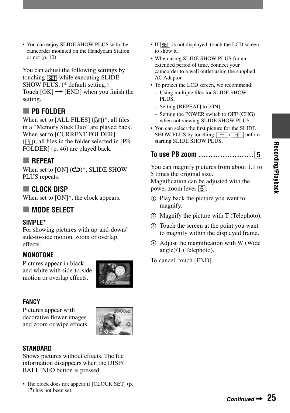 To use pb zoom | Sony DCR-PC55 User Manual | Page 25 / 115