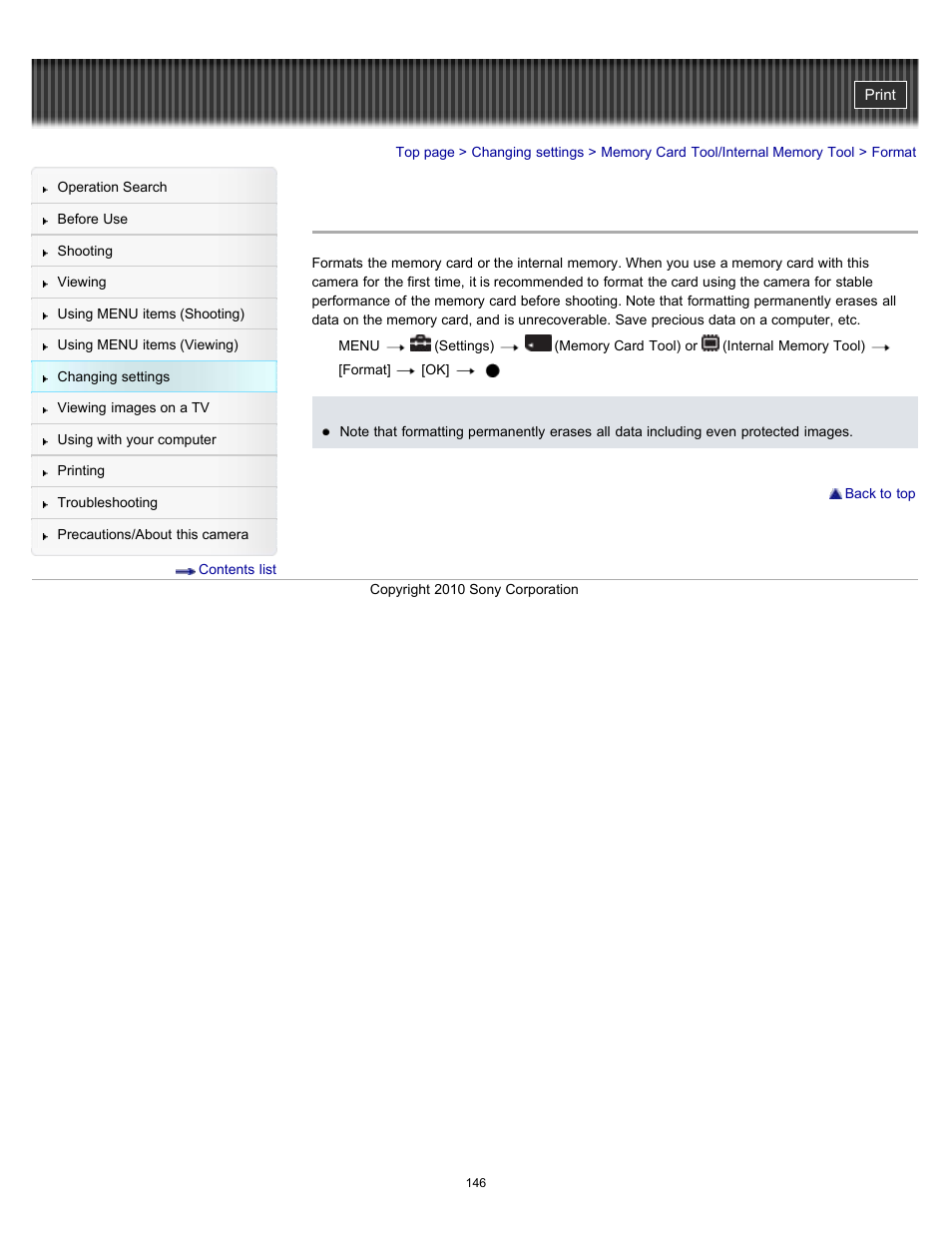 Format | Sony DSC-W570 User Manual | Page 146 / 212