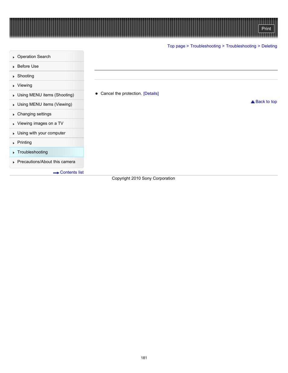 Deleting | Sony DSC-W570 User Manual | Page 181 / 212