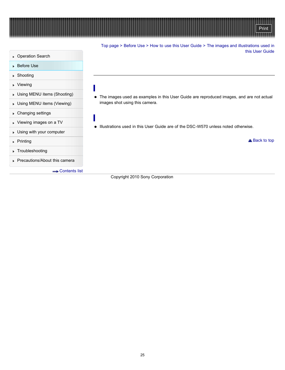 Sony DSC-W570 User Manual | Page 25 / 212