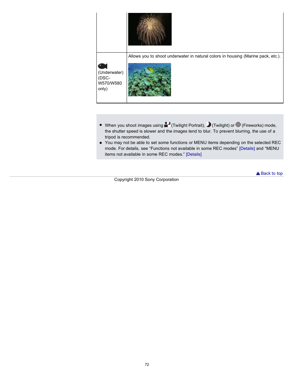 Sony DSC-W570 User Manual | Page 72 / 212