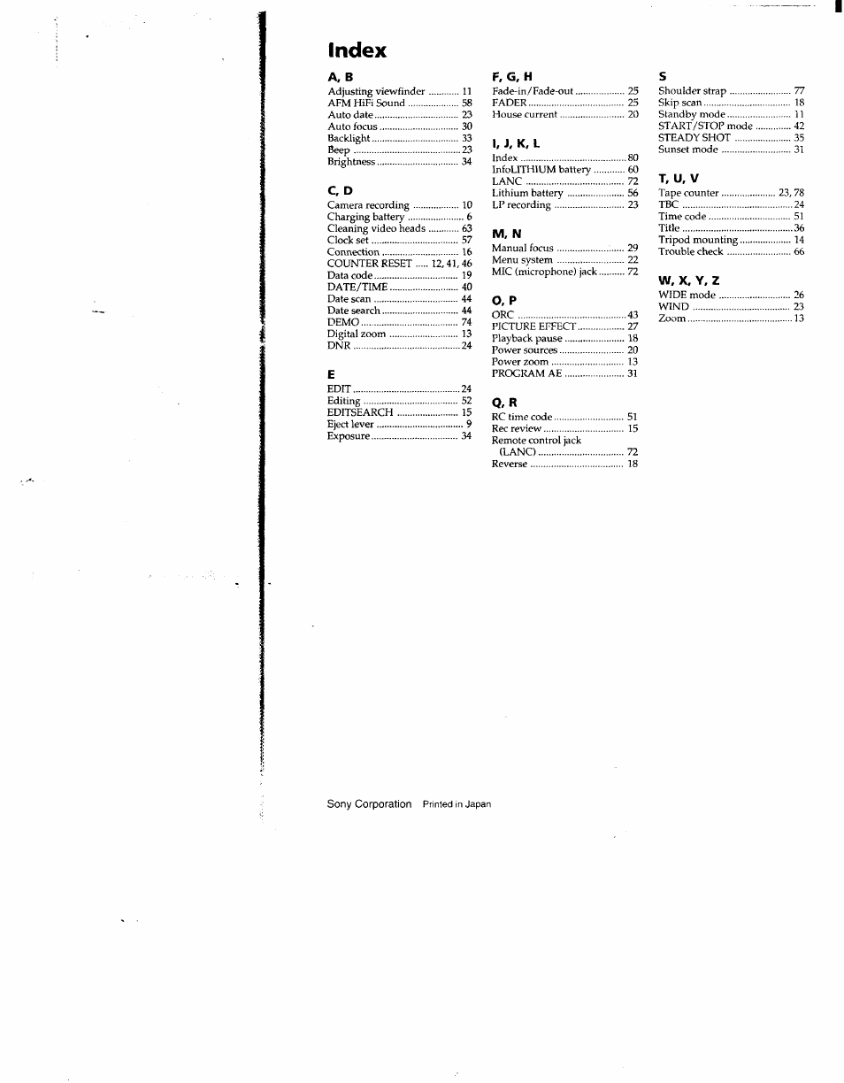 Q. r | Sony CCD-TR910 User Manual | Page 80 / 80
