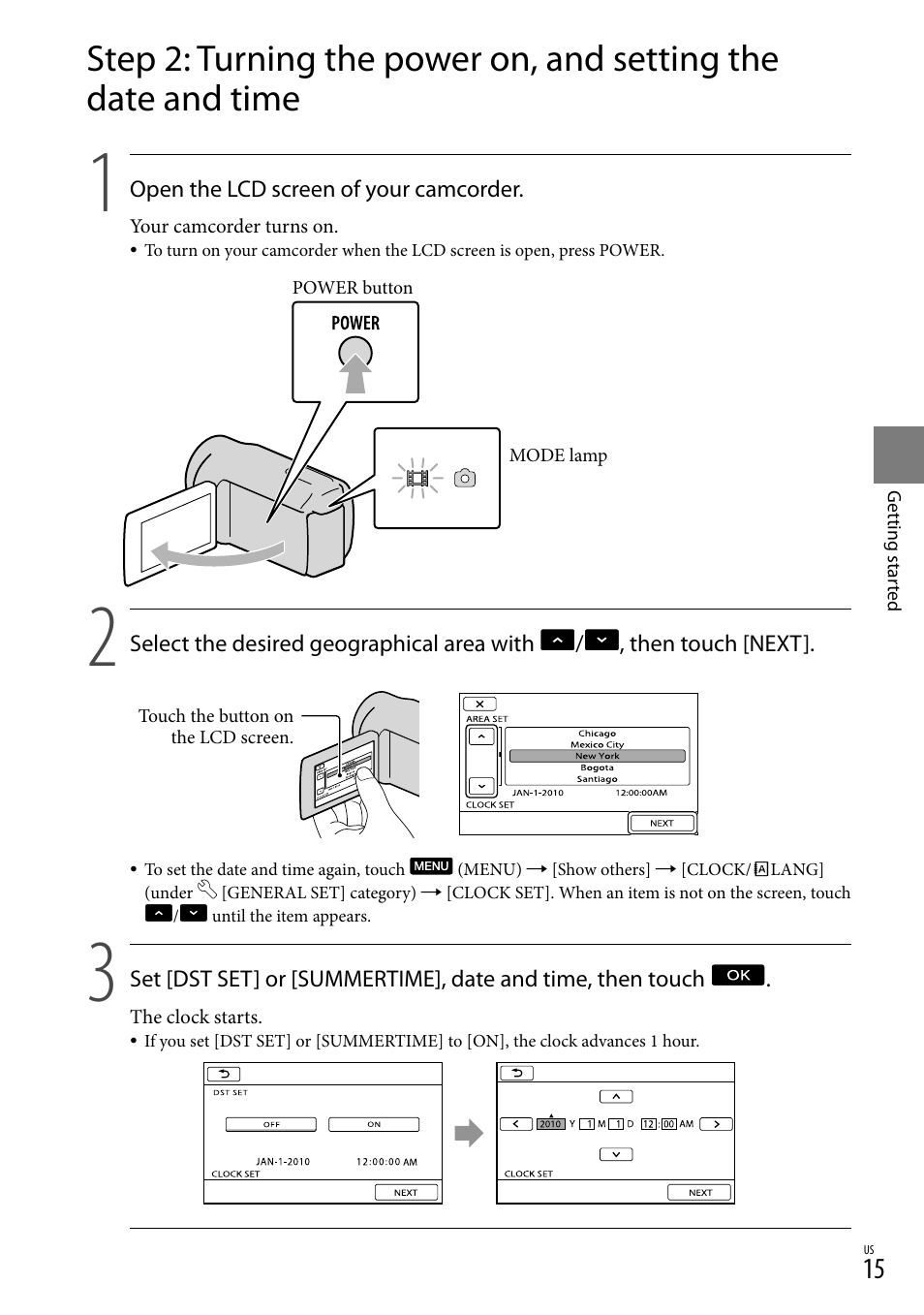 15) o, 15), t | Sony DCR-SR88 User Manual | Page 15 / 98