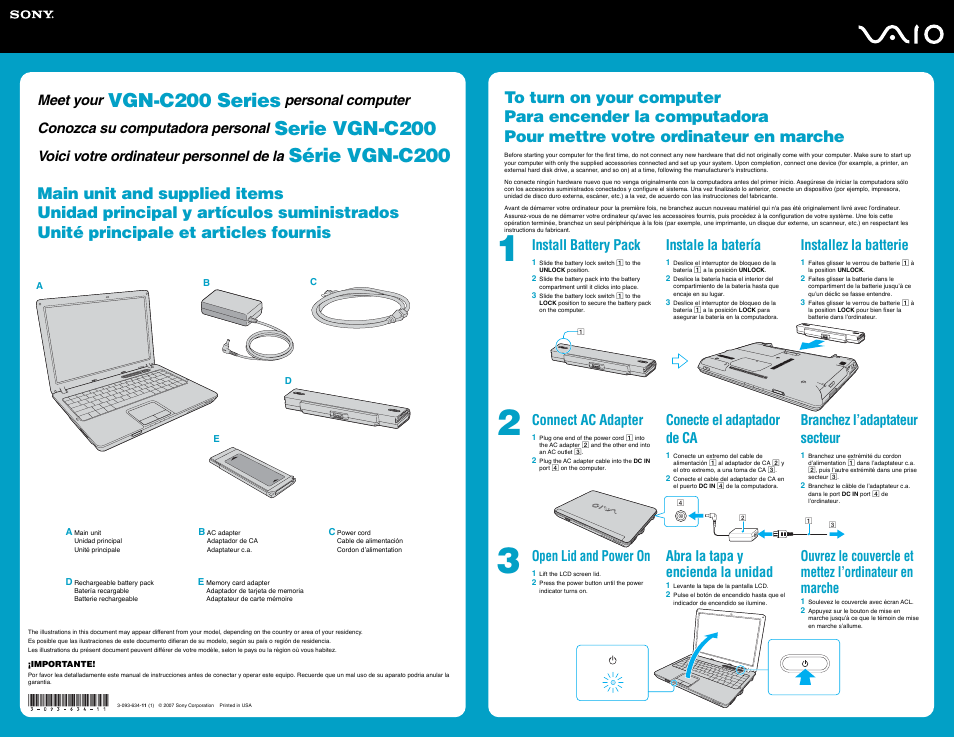 Sony VGN-C210E User Manual | 2 pages