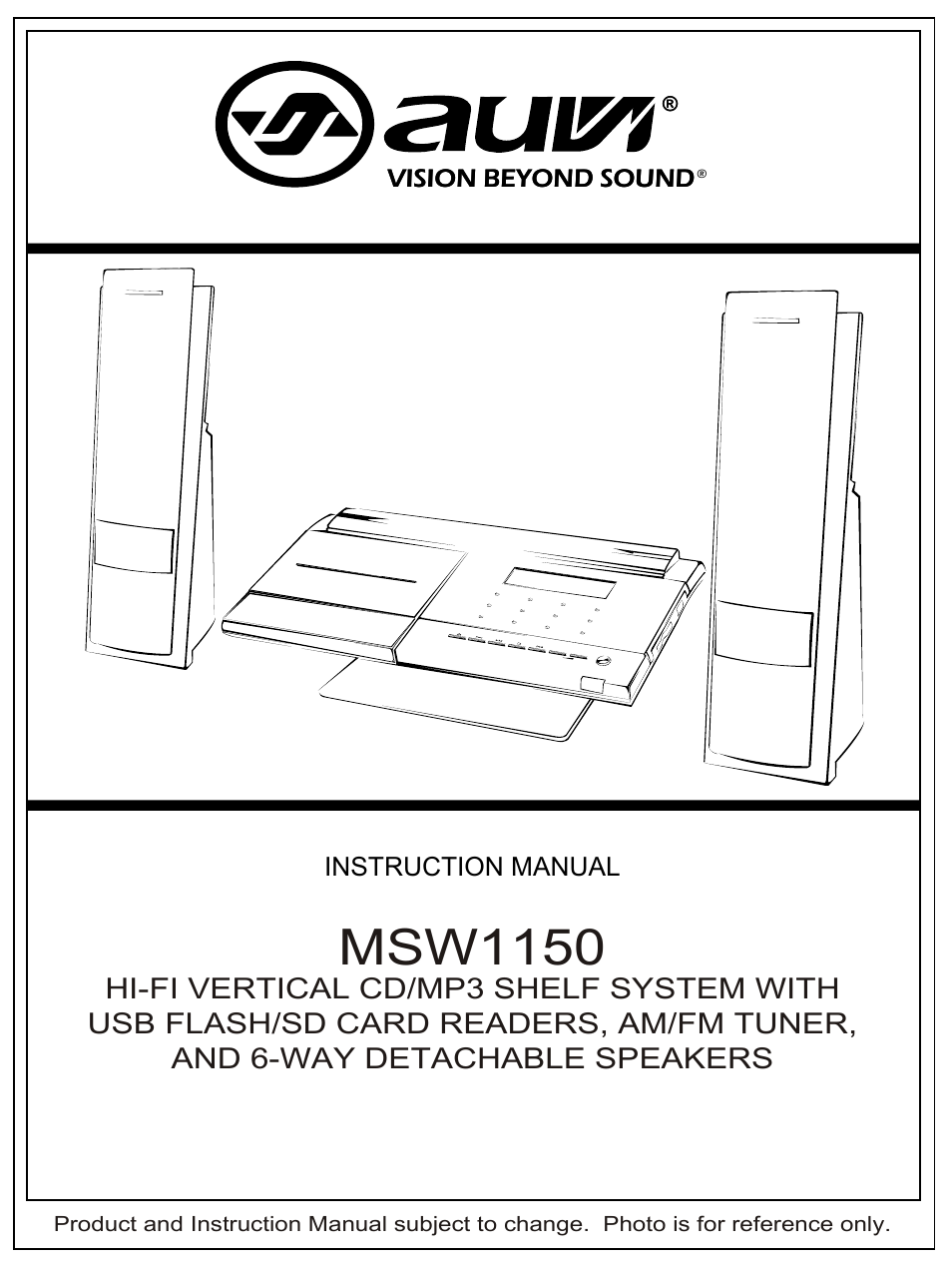 AUVI Technologies HI-FI VERTICAL CD/MP3 SHELF SYSTEM MSW1150 User Manual | 23 pages